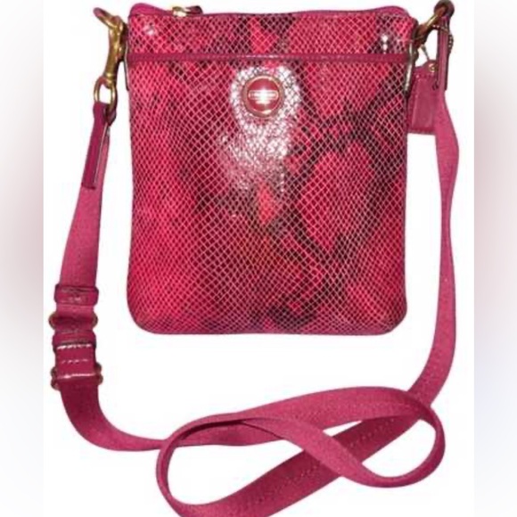 Coach Handbags - Coach Raspberry Python Leather Crossbody Bag
